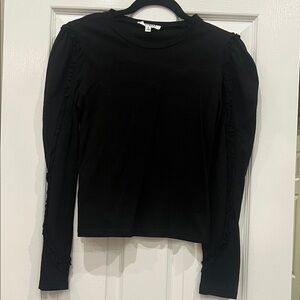 &MERCI Elegant Black Women's Top with Ruffles Size S